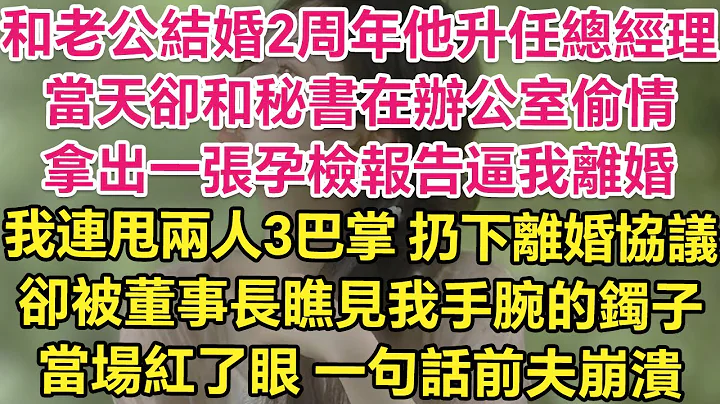 和老公结婚2年他升总经理，当天却和秘书在办公室偷情！拿出一张孕检报告逼我离婚！我连甩两人3巴掌！扔下离婚协议！却被董事长瞧见我手腕镯子！当场红了眼！一句话前夫崩溃！| 琉璃故事汇 | 书屋 | 说书人 - 天天要闻