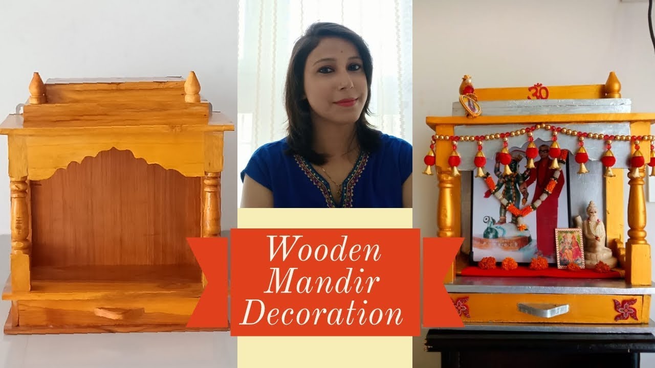 Wooden home Mandir decoration DIY | Home Mandir painting ...