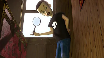 Toy story Sid burns a hole in Woody