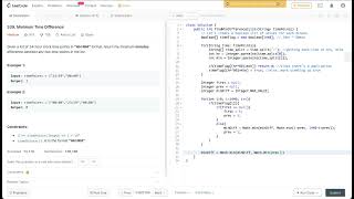 LeetCode 539 - Minimum Time Difference || Java Solution