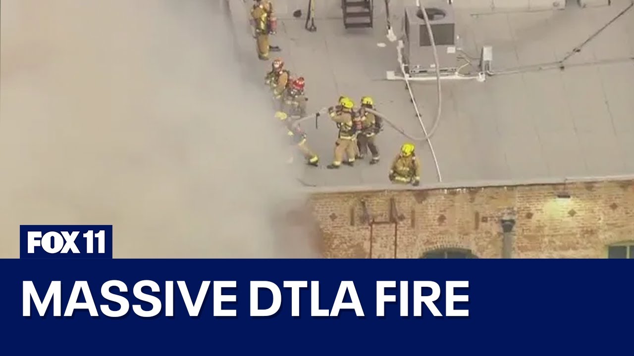Fire erupts in downtown Los Angeles - YouTube