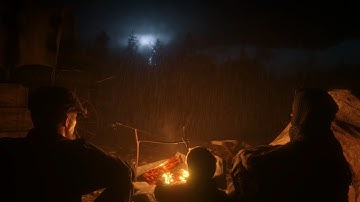 Camping In A Thunderstorm With The Marston Family | RDR2 ASMR