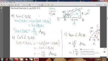 Sine and Cosine of Obtuse angles (SoCo)- Ex 8A, D3 (Part 1)