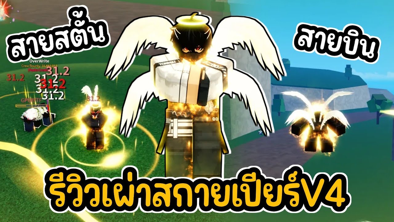 👑Roblox💀Blox Fruits รีวิวเผ่าสกายเปียร์V4 ทั้ง2สาย สายบิน สายสตั้น