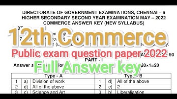12th Commerce public question paper 2022 full answer key