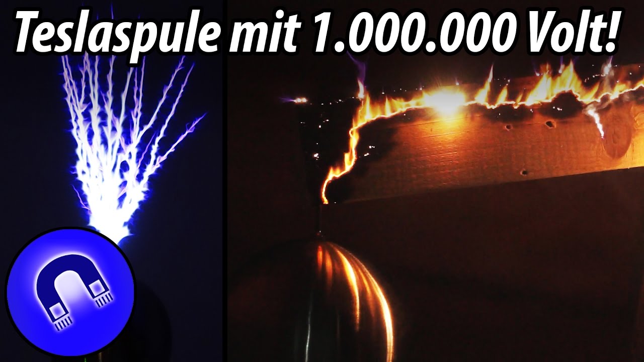 Tesla-Spule: 1.000.000 Volt zerstören CD und Holz! 