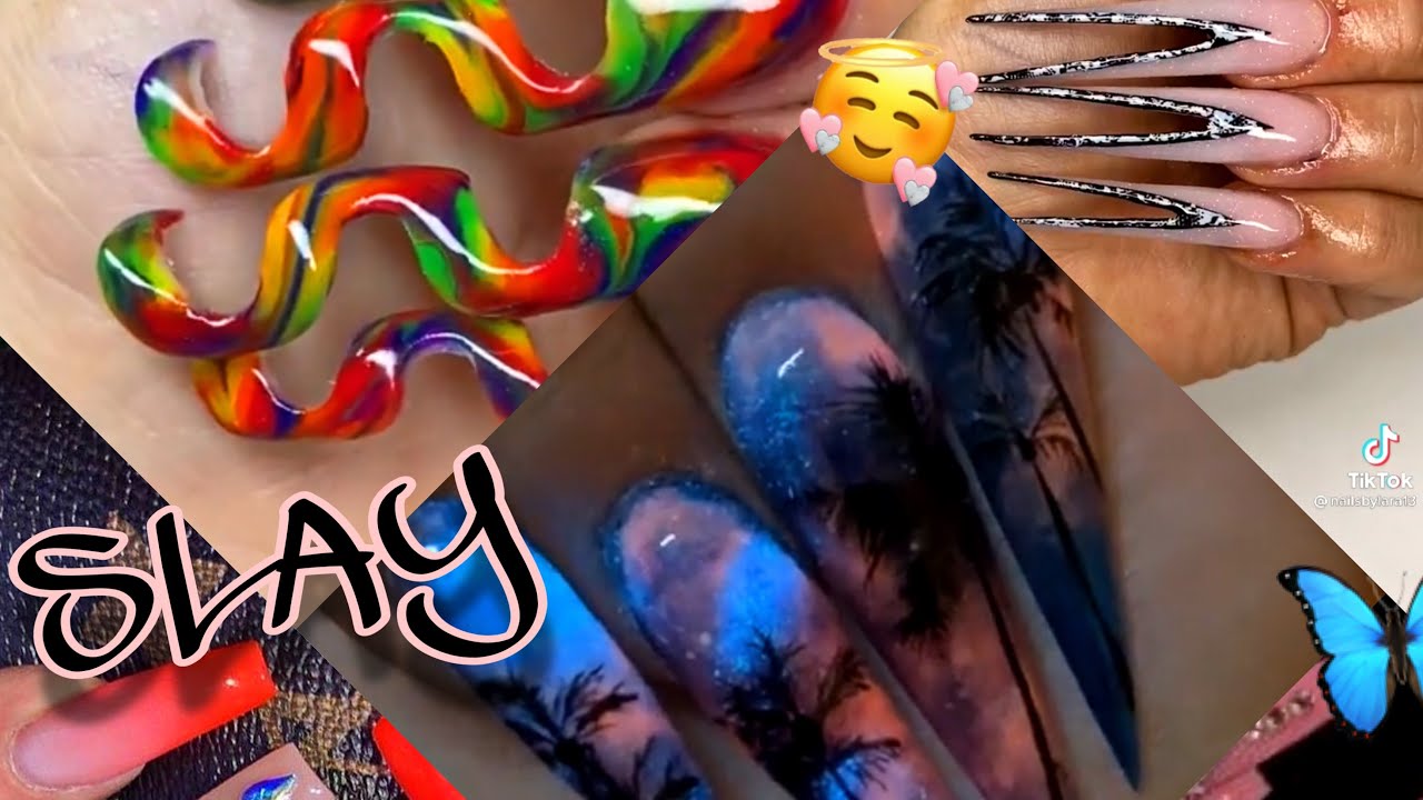 **LONG ACRYLIC ✨NAILS✨of TIKTOK** 💗BADDIE NAILS; 💗ACRYLICS; 💗GELS; EXTENDO NAILS XXX💅🏽😍💞