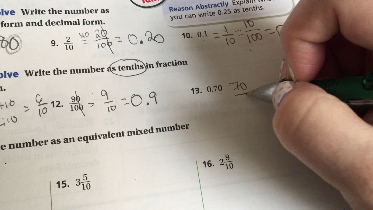 4 24 Lesson Go Math 9 3b Equivalent Fractions And Decimals Part 2 Youtube