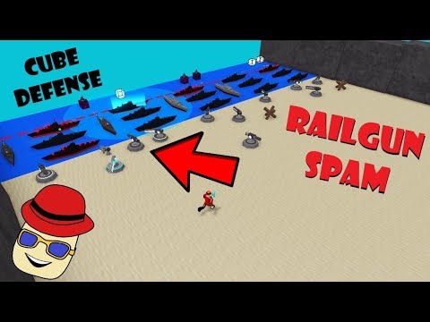 Railgun Spam Cube Defense Youtube - railgun turret roblox