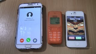 Miui 10 fake Samsung Galaxy Note 2 incoming call via Fake call+Iphone 4s+Nokia 1110i