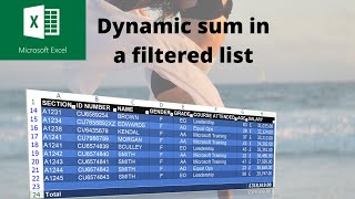 How to add dynamic totals to a filtered list in Microsoft Excel