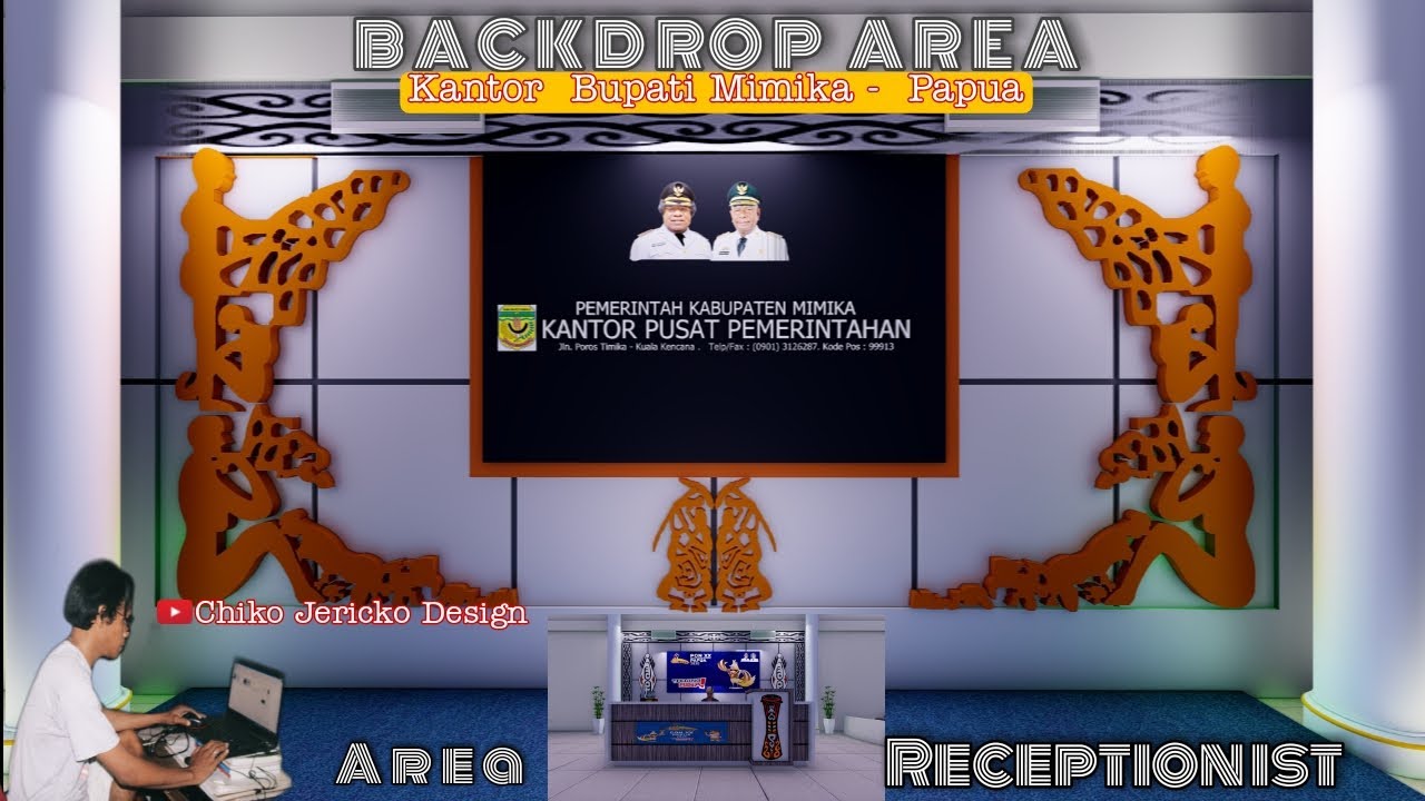 Visual 3D BackDrop Area & Receptionist Area Office Bupati Mimika Papua