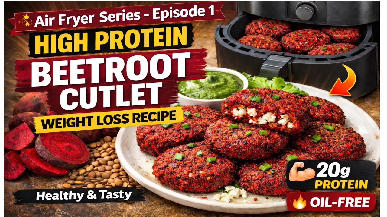 High Protein Beetroot Cutlet Recipe For Fast Weight Loss | Air Fryer Recipe | Kids Tiffin Recipe 