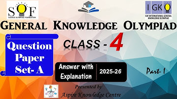 IGKO Class 4 2025-26 Set A question paper | Class 4 IGKO 2025-26 solved paper | IGKO Class 4 Part 1