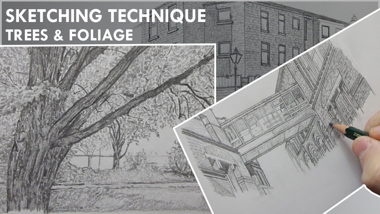 EASY Sketching Technique for TREES & FOLIAGE & More Building DRAWINGS!