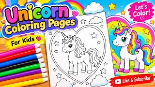 🦄 Unicorn Coloring Pages | Fun & Easy Coloring for Kids | how to draw unicorn step by step 🌈✨