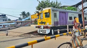 High speedy Accelerating EMU Local train Moving Furiously Moveing out Railgate