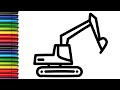 How to Draw a Construction Excavator for Kids | Easy Excavator Drawing Step by Step Tutorial 