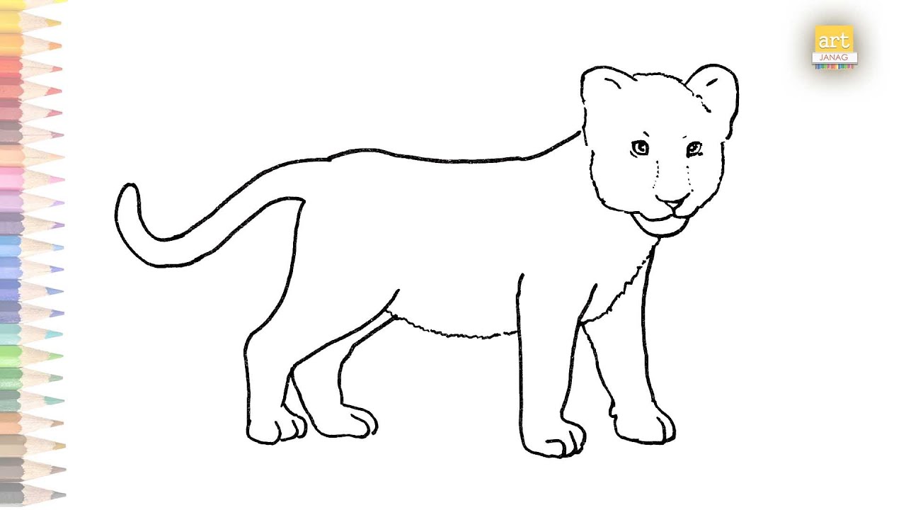 Young lioness with lion cub one line drawing - Stock Illustration  [54058519] - PIXTA