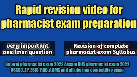 last time revision for pharmacist exam preparation#important one liner question#gpssb#dhs#zp#esic