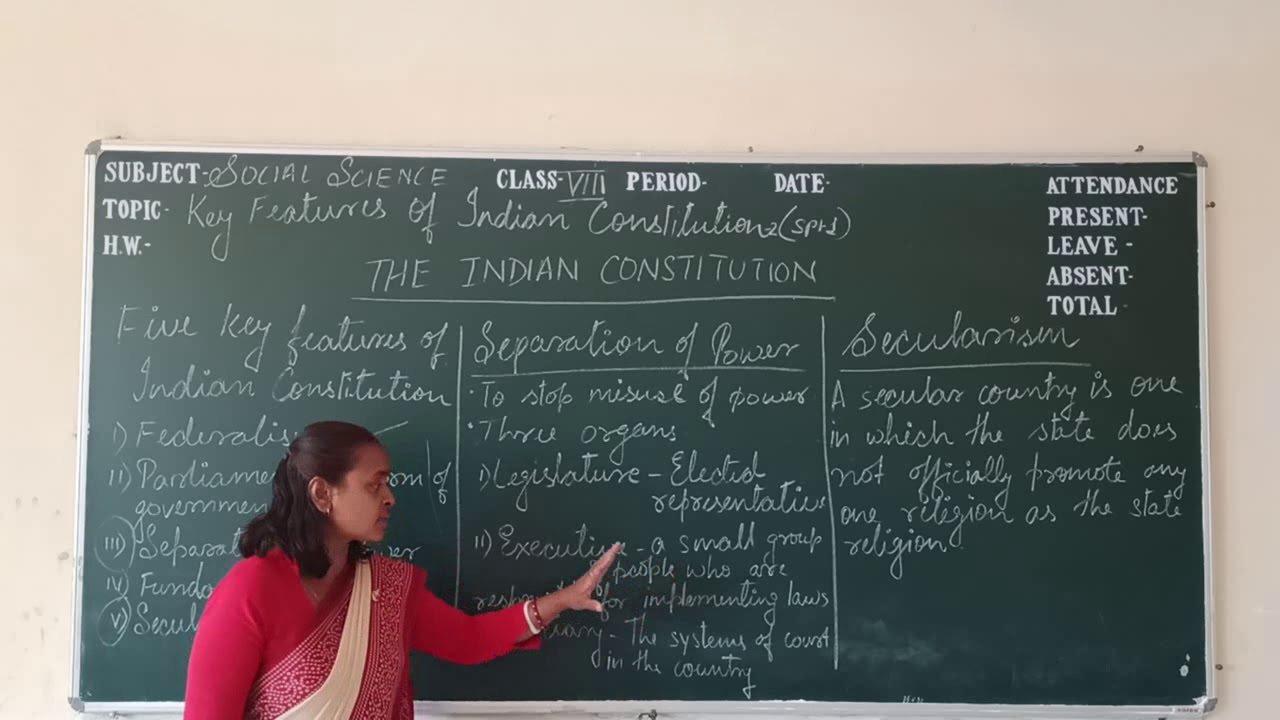 KEY FEATURES OF INDIAN CONSTITUTION 2 SPL 1 CLASS 8 S SCIENCE BY KAJOLI 