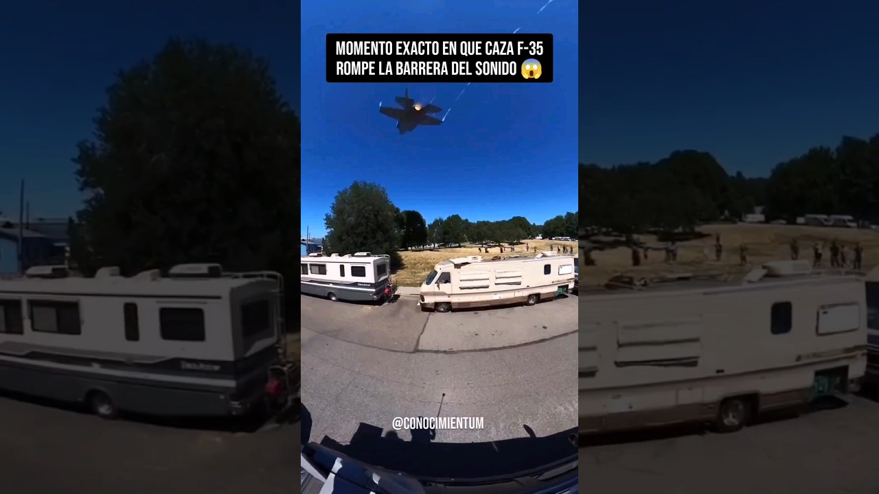 Momento exacto en que un CAZA F-35 Rompe barrera del Sonido! 🤯#Ingenieria #avion #jet #curiosidades