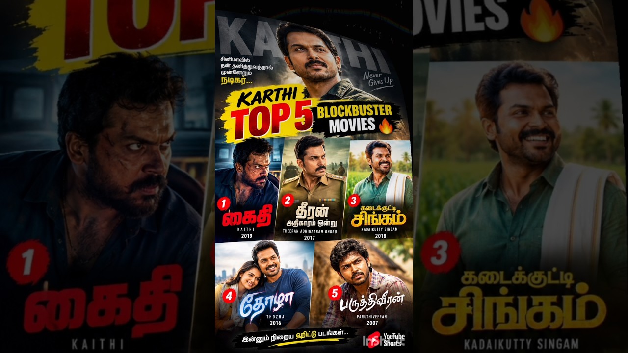 🔥 KARTHI TOP 5 BLOCKBUSTER MOVIES | HIFI SHOW | #shorts