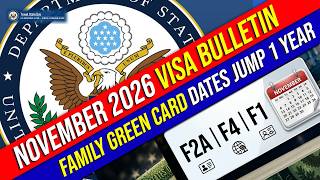 Visa Bulletin November 2026: Family Green Card Dates Jump 1 YEAR F1, F2A, F2B, F3, F4