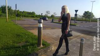 DANA LABO catwalk wearing the new summer collection, boots, corset, leather and vinyl leggings