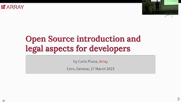 Carlo Piana, Open Source introduction and legal aspects for developers, Lecture 1/5