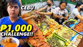 CEBU Street Food ₱1,000 Challenge!! Carbon Night Market Food Tour! Unli Tuslob Buwa!