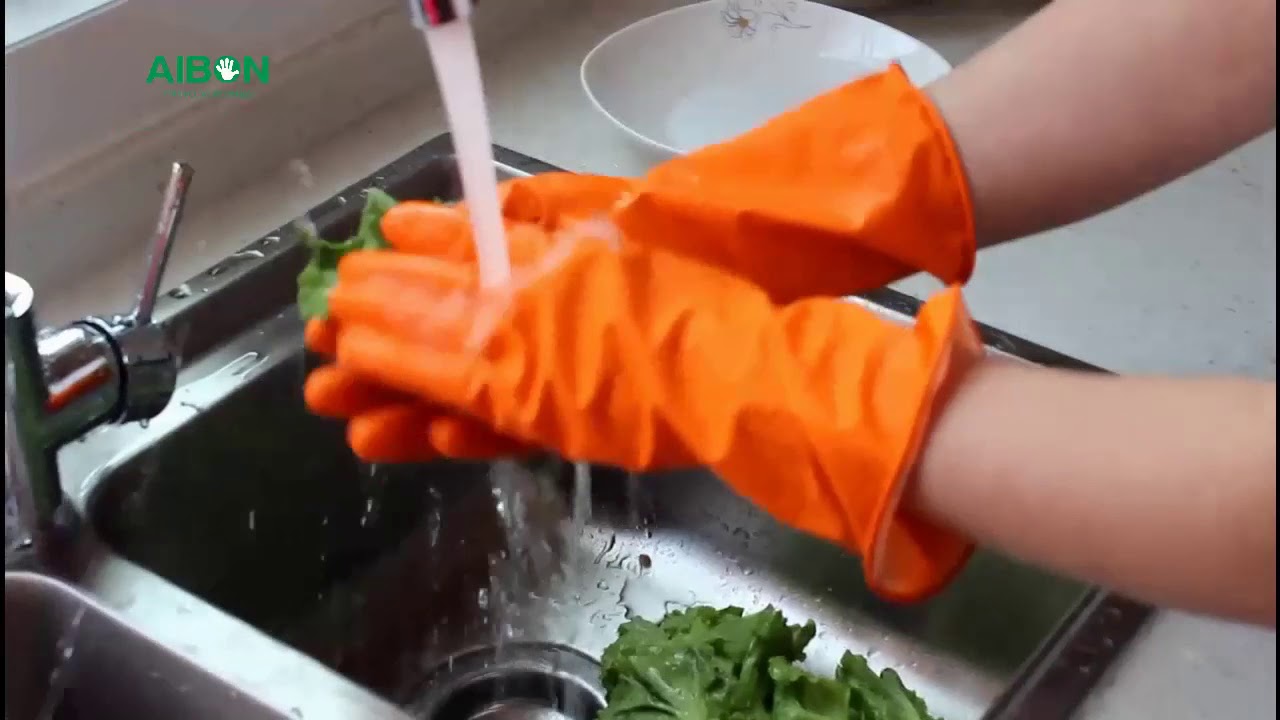 kitchen rubber glove kitchen long household rubber glove YouTube