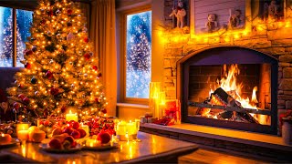 Beautiful Christmas Ambience  Relaxing Christmas Music Fireplace  Christmas Fireplace Background