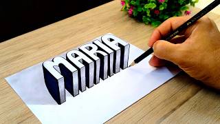 3D Drawing 🔥 How to Draw 3D LETTERS - MARIA Name with Depth Effect