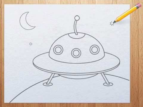 How To Draw A Ufo For Kids Youtube