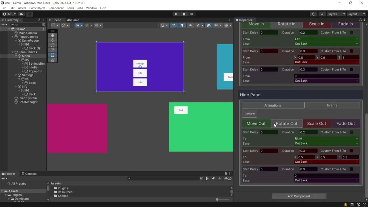 EZUI [04 Tweening] Animations Overview Better UI Management system