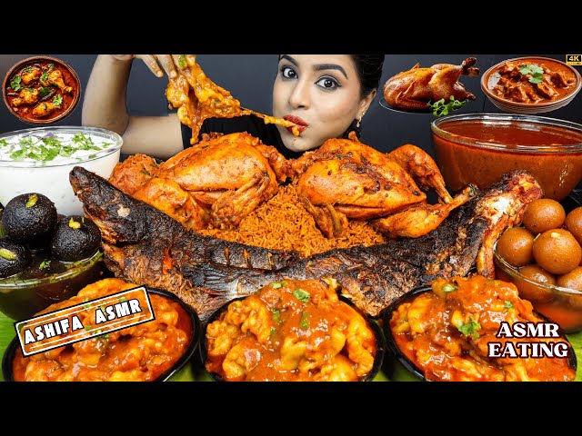 ASMR Eating Spicy Mutton Fat Curry,Chicken Biryani,Fish Curry,Fry,Rice Big Bites ASMR Eating Mukbang