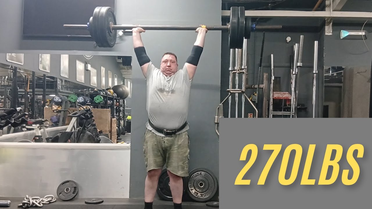 Axle Bar Clean and Push Press 270lbs. Try To Make Each Rep Look The Same.