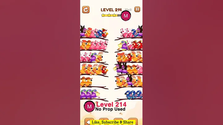 #bird #sort 2 #color #puzzle #level 214 #colour #gaming #viral #trending #shorts #solution #birdsort