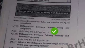 2016 Mdu BCA Computer Fundamental 1st Sem Question Paper #MduQuestionPaper