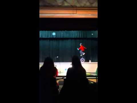 Kyle unicycling at the talent show