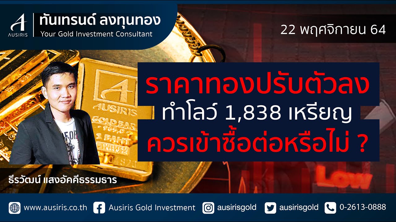 ราคาทองวันนี้ 22 พ.ย. 64 (ช่วงบ่าย) | วิเคราะห์ราคาทอง l วิเคราะห์กราฟราคาทอง