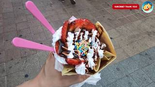 스트릿푸드 누텔라 딸기 크레페, Nutella Strawberry Crepe, crêpe, ヌテッラ イチゴ クレープ, 花生酱 草莓 縐 KRW 4,800