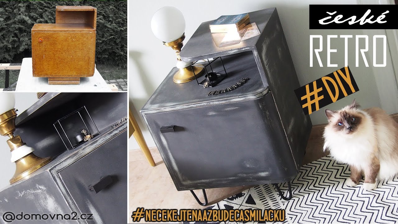 DIY Renovace nábytku - patina křídovými barvami - Industrial noční stolek