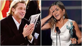 Brad Pitt Priceless Reaction When Jennifer Aniston's Accept Award at  SAG Awards