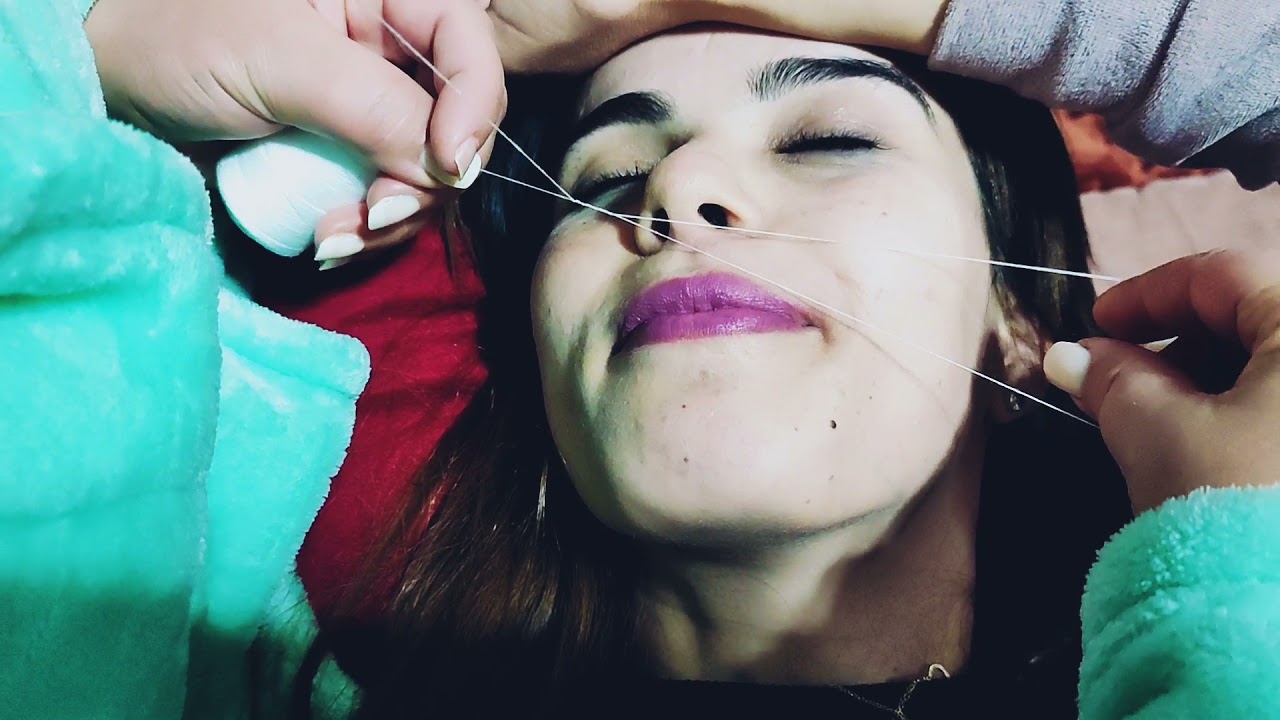 طريقة ازالة الشعر بالخيط بالطريقة سهلة 😍🥰