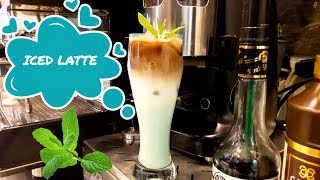 How to make a iced latte with mint | iced white mocha latte | barista training