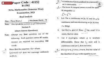 MSC 1ST SEM MATHEMATICS REAL ANALYSIS 2023 | MJPRU