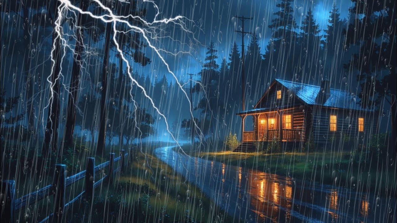 Duerme en solo 4 minutos con lluvia intensa y truenos por la noche 🌧️ ...