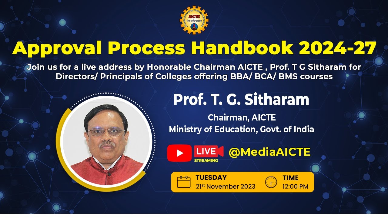 AICTE Chairman Prof. T.G.Sitharam to have live interaction on AICTE's